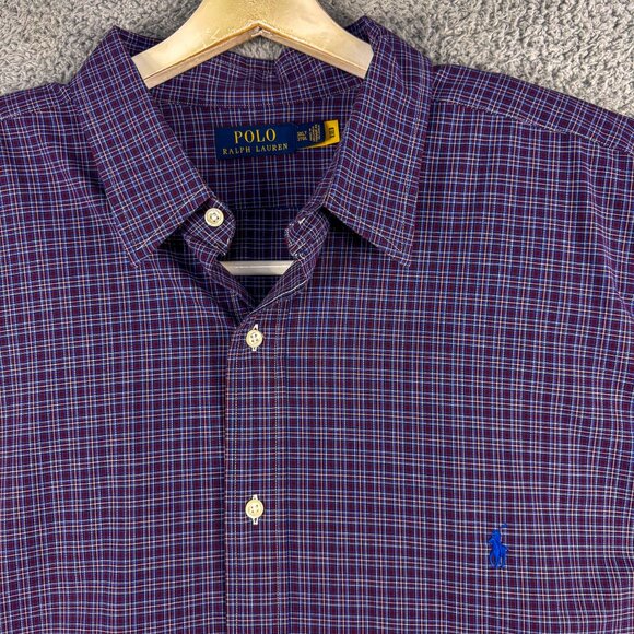 Ralph Lauren Shirt Men 3XLT Tall Purple Plaid Business Casual Preppy Office - Picture 2 of 12